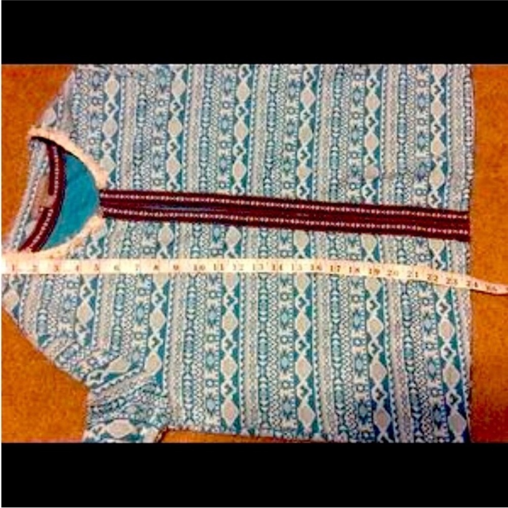 VALERIE STEVENS Bright SOUTHWEST Aztec Print Open Front CARDIGAN Sweater Size XL - Picture 9 of 12
